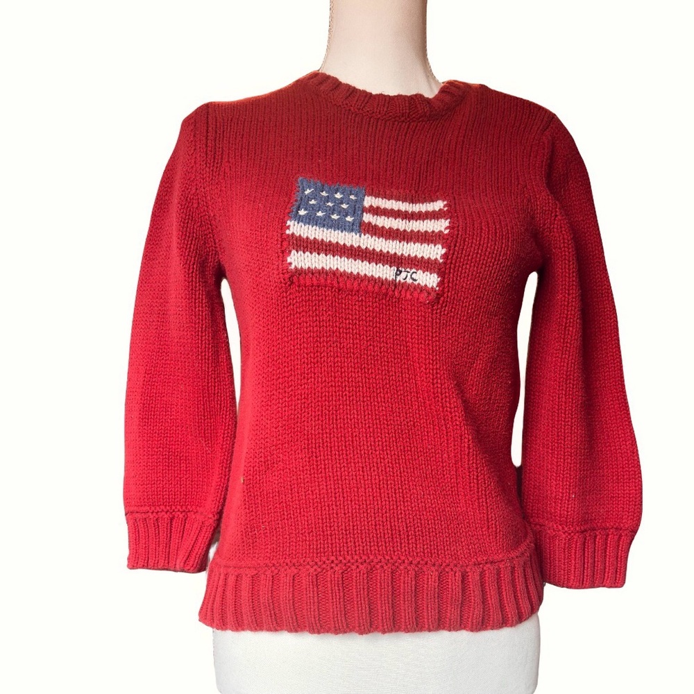 Polo Jeans Co. Ralph Lauren‎ Vintage American Flag Sweater | 100% Cotton medium